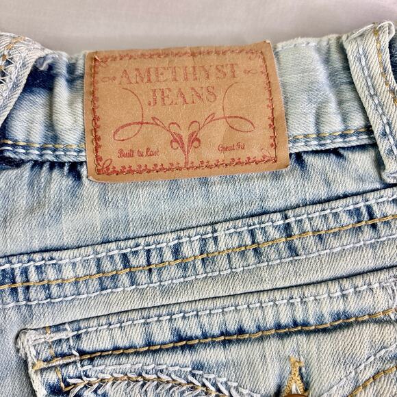 Y2K Acid Wash Low Rise Denim Mini Shorts 0/25" Amethyst - Picture 5 of 6